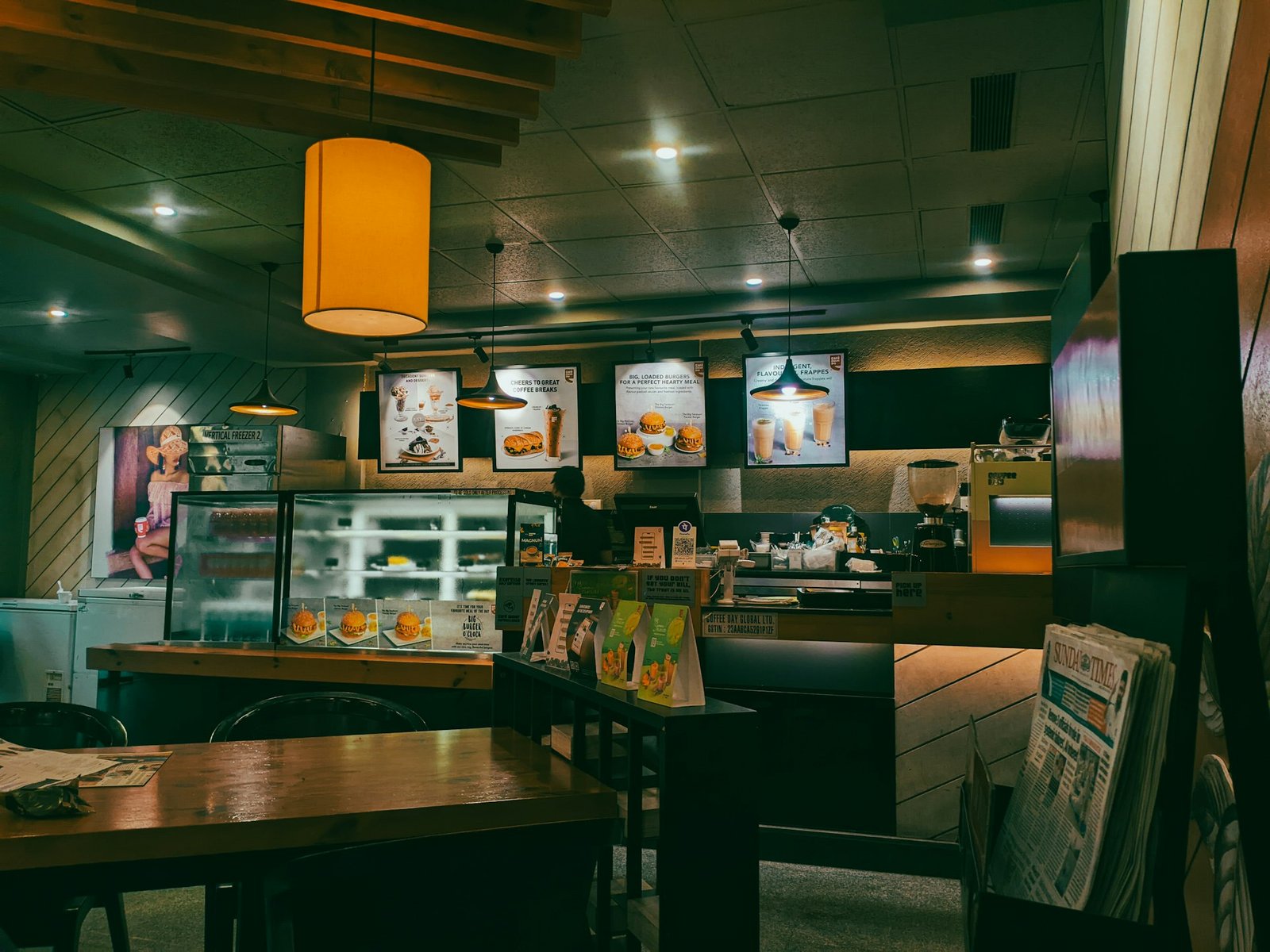Warm moody interior of Cafe Brew Vibe café in Amravati